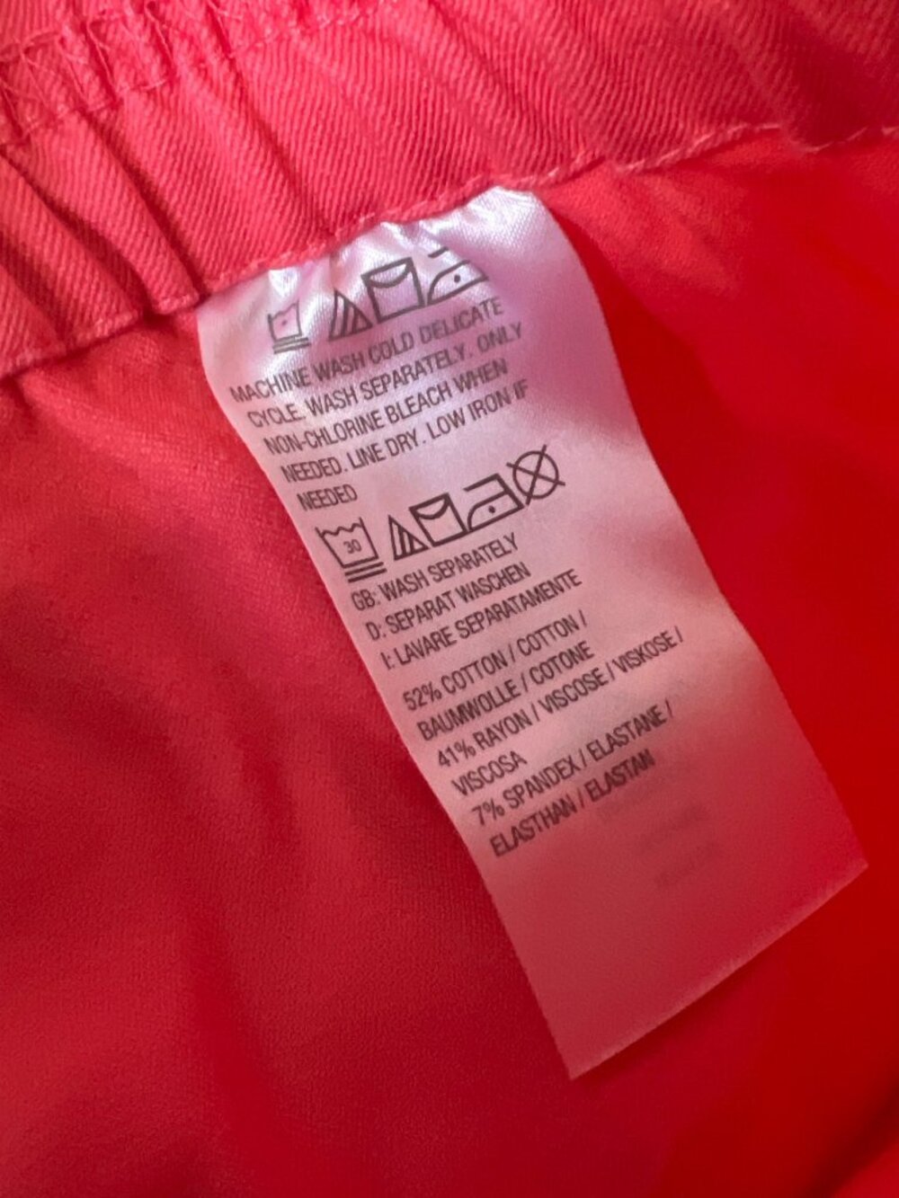 Isaac Mizrahi Live Pants Size Plus 32 Tall 24/7 Stretch Crop Coral Cotton NEW - Picture 4 of 7